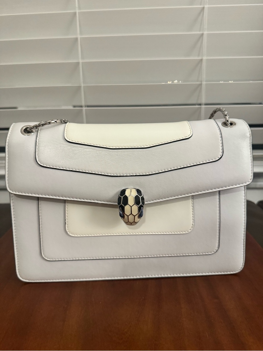 Bvlgari Medium Serpenti Forever Shoulder Bag in white